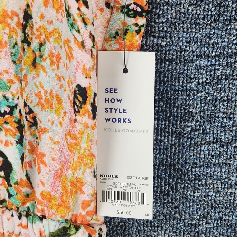APT.9 Colorful Print‎ 1/4 Zip Pocket Sleeveless Dress L - Picture 7 of 9